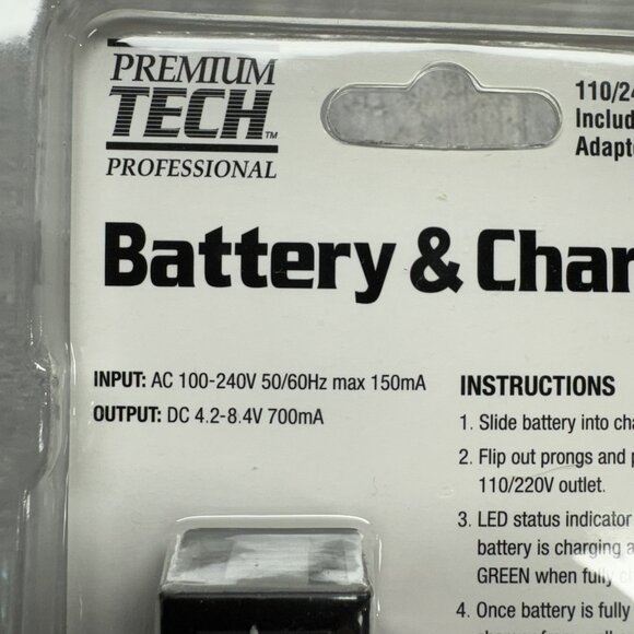 Premium Tech Battery And Charger for Olympus BLH-1 7.4v 2000mAh 110/240v - Picture 7 of 8